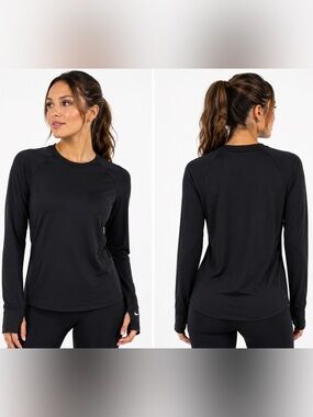 Nike Pro Black Thumb Hole Long Sleeves Top Running Athletic Athleisure Sz Large